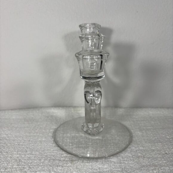 Single Mid Century Modern Crystal 3 Candle Holder Home Decor Elegant Classy - Picture 4 of 9
